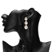 Load image into Gallery viewer, Gold Triple Teardrop Cats Eye Dangle Earrings