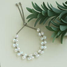 Load image into Gallery viewer, Bright Blue/White Beaded Adjustable Bracelet