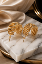 Load image into Gallery viewer, Gold Beaded Dome Hoop Earrings