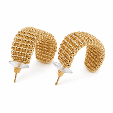 Load image into Gallery viewer, Gold Beaded Dome Hoop Earrings