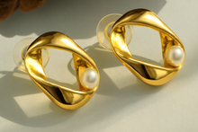 Load image into Gallery viewer, Lustrous Silver/Gold Twisted Stud Earrings