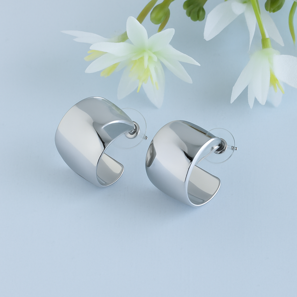 Wide Silver/Gold hoop earrings