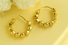 Load image into Gallery viewer, Silver/Gold hoop earrings with geometric beads