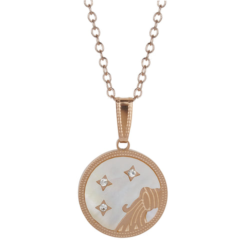 Aquarius Rose Gold Coin Necklace