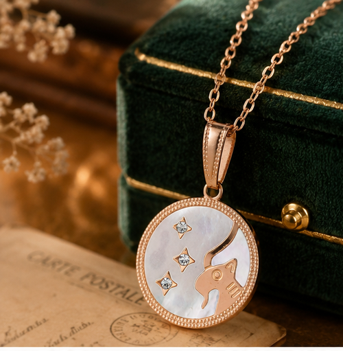 Capricorn Rose Gold Coin Necklace