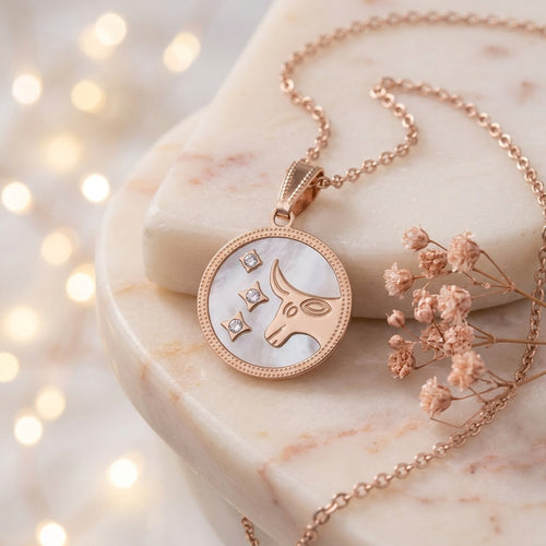 Taurus Rose Gold Coin Necklace