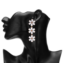 Load image into Gallery viewer, Trio Bloom American Diamond Long Drop Earrings