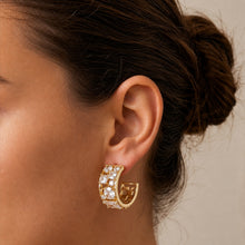 Load image into Gallery viewer, Verona Mosaic American Diamond Wide Hoop Earrings