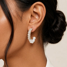Load image into Gallery viewer, Aurelle Pearl &amp; American Diamond Half Hoop Earrings