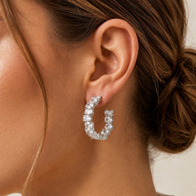 Load image into Gallery viewer, Luna Oval American Diamond Hoop Earrings
