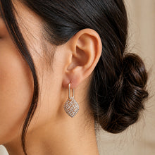 Load image into Gallery viewer, Aria Rose Gold American Diamond Charm Hoop Earrings