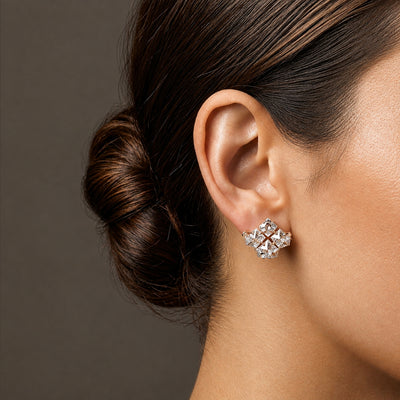 Prism Crown American Diamond Stud Earrings