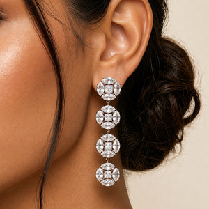 Cascade Orb American Diamond Long Drop Earrings