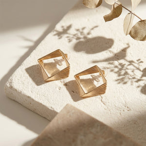 Gold Square Layered Hoop Earrings