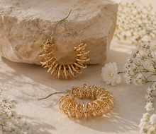 Load image into Gallery viewer, Gold Coiled Spring Hoop Earrings