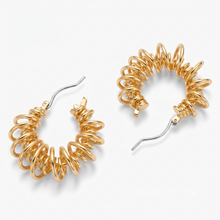 Load image into Gallery viewer, Gold Coiled Spring Hoop Earrings