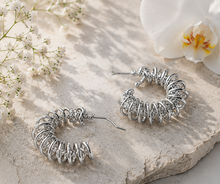 Load image into Gallery viewer, Gold Coiled Spring Hoop Earrings