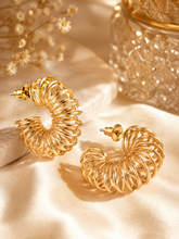 Load image into Gallery viewer, Gold Spiral Wire Hoop Earrings