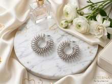Load image into Gallery viewer, Silver Spiral Wire Hoop Earrings