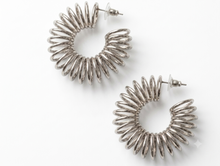 Load image into Gallery viewer, Silver Spiral Wire Hoop Earrings