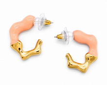 Load image into Gallery viewer, Black Enamel &amp; Gold Wavy Hoop Earrings