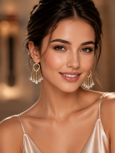 Load image into Gallery viewer, Gold Crystal Teardrop Chandelier Earrings