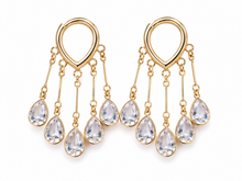 Load image into Gallery viewer, Gold Crystal Teardrop Chandelier Earrings