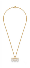 Load image into Gallery viewer, Gold Bar Triple Pearl Pendant Necklace