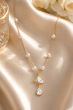 Load image into Gallery viewer, Pearl Chain Butterfly Crystal Drop Necklace
