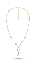 Load image into Gallery viewer, Pearl Chain Butterfly Crystal Drop Necklace