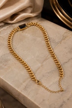 Load image into Gallery viewer, Gold Curb Chain Black Stone Necklace
