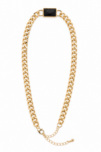 Load image into Gallery viewer, Gold Curb Chain Black Stone Necklace