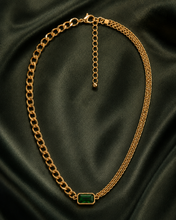 Load image into Gallery viewer, Gold Curb Chain Emerald Pendant Necklace