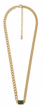 Load image into Gallery viewer, Gold Curb Chain Emerald Pendant Necklace