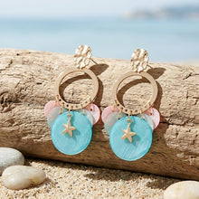 Load image into Gallery viewer, Beachside Starfish Shell Hoop Earrings