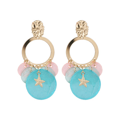 Beachside Starfish Shell Hoop Earrings