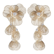 Load image into Gallery viewer, Gold Filigree Cascading Floral Earrings