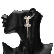 Load image into Gallery viewer, Gold Double Flower Tassel Earrings
