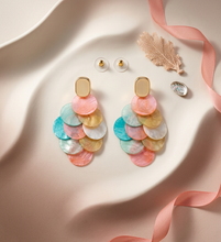 Load image into Gallery viewer, Pastel Layered Shell Statement Earrings