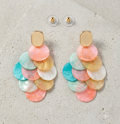 Pastel Layered Shell Statement Earrings