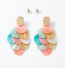 Load image into Gallery viewer, Pastel Layered Shell Statement Earrings
