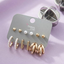 Load image into Gallery viewer, Gold Earring Set of 6 — Studs &amp; Hoops