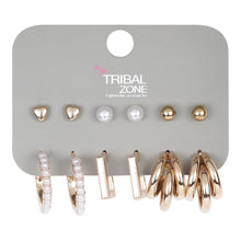 Load image into Gallery viewer, Gold Earring Set of 6 — Studs &amp; Hoops