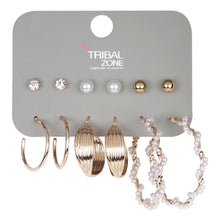 Load image into Gallery viewer, Luxury 6-Pair Gold Hoop and Stud Earring Set – Pearl &amp; Crystal Curated Ear Multipack