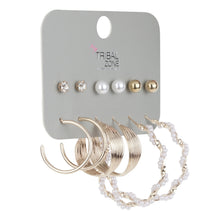 Load image into Gallery viewer, Luxury 6-Pair Gold Hoop and Stud Earring Set – Pearl &amp; Crystal Curated Ear Multipack