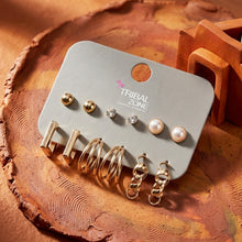 Load image into Gallery viewer, 6-Pair Gold Earring Set with Studs and Hoops