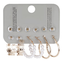 Load image into Gallery viewer, 6-Pair Gold, Crystal, and Pearl Earring Set