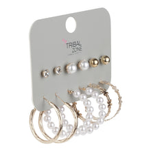 Load image into Gallery viewer, 6-Pair Gold, Crystal, and Pearl Earring Set