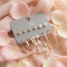 Load image into Gallery viewer, Gold &amp; Pearl Earring Set | 6-Pair Multipack with Hoops and Studs