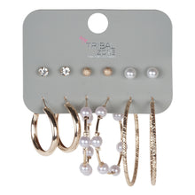 Load image into Gallery viewer, Gold &amp; Pearl Earring Set | 6-Pair Multipack with Hoops and Studs